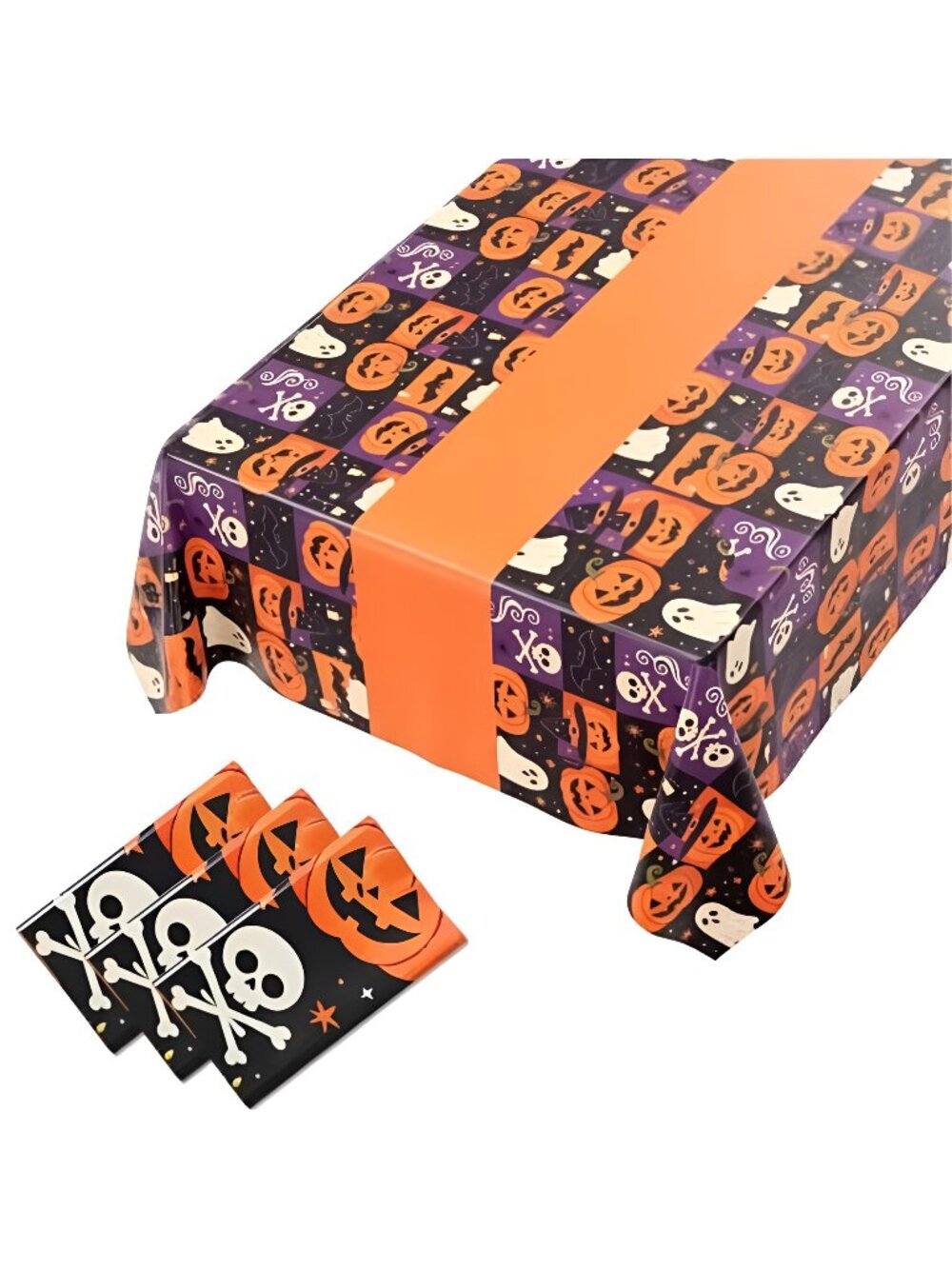 3 Pack Halloween Tablecloths Spooky Party Decorations, Disposable Plastic